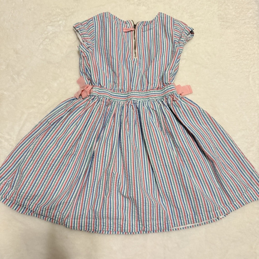 J Crew Cuts Girls Seersucker Multi Colors Striped Dress Size 6 - Picture 2 of 5